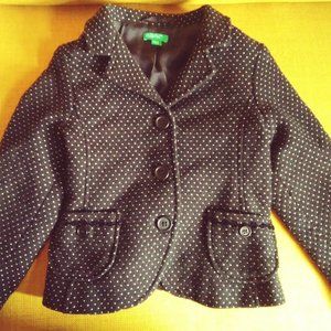 United Colors of Benetton Newborn Black Blazer Jacket White Polka Dot Print